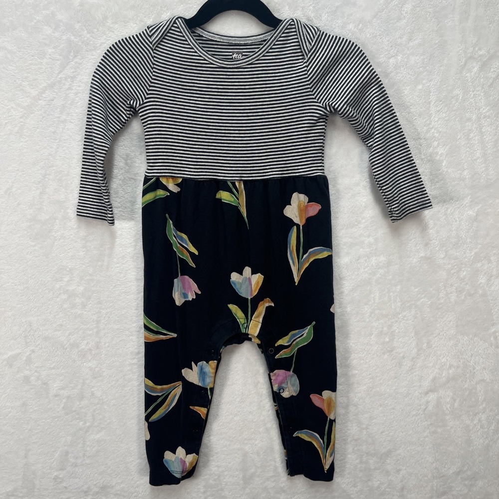 Tea Collection Floral Romper Baby Girl 18-24m Cotton Fall Casual Garden